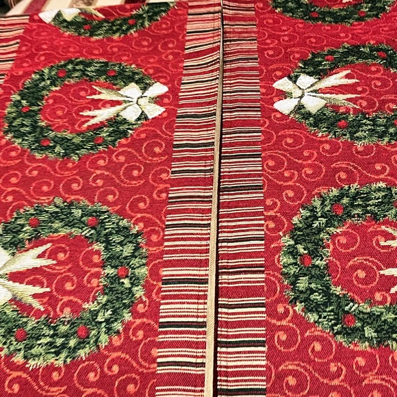 PRELOVED TWO CHRISTMAS HOLIDAY SEASON NEEDLEPOINT TABLE RUNNERS WITH FULLY LINED - Picture 11 of 17